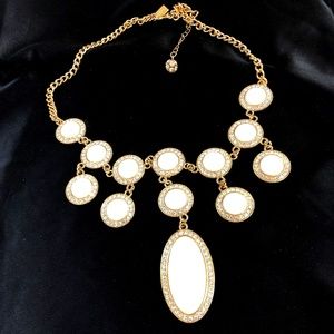 Lilly Pulitzer Cream Enamel and Gold Tone Statement Necklace